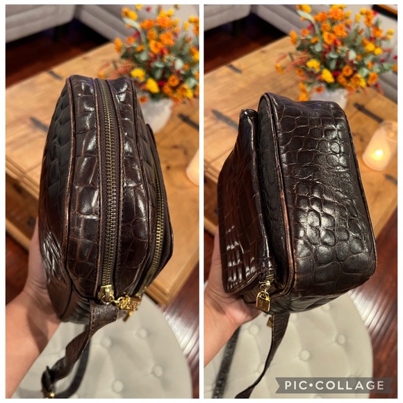 Enzo Angiolini Vintage Croc Embossed Distressed Genuine Leather Crossbody - Picture 7 of 17